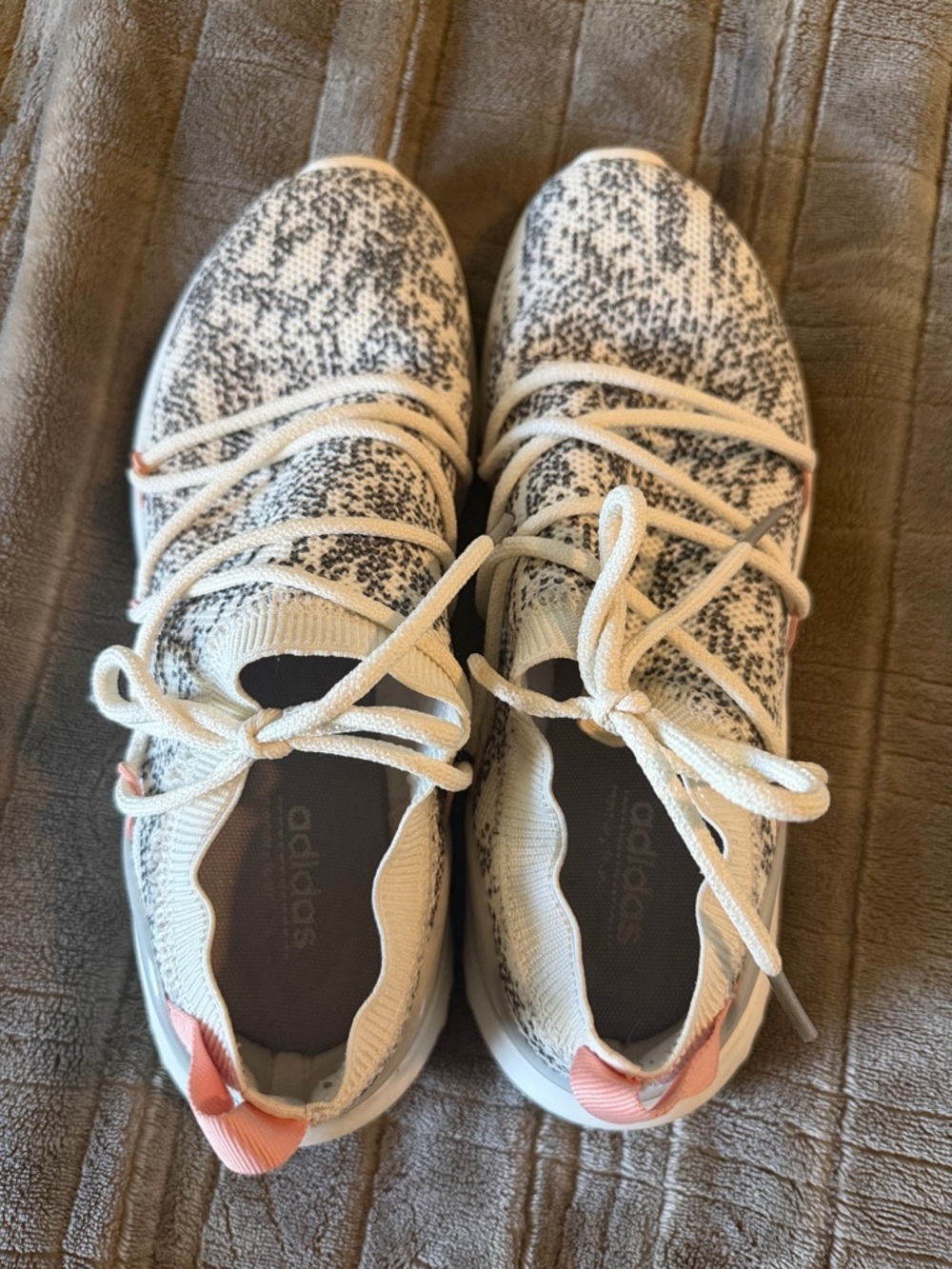 adidas Women's Knit Lace-Up Sneakers in Cream, Black and Peach